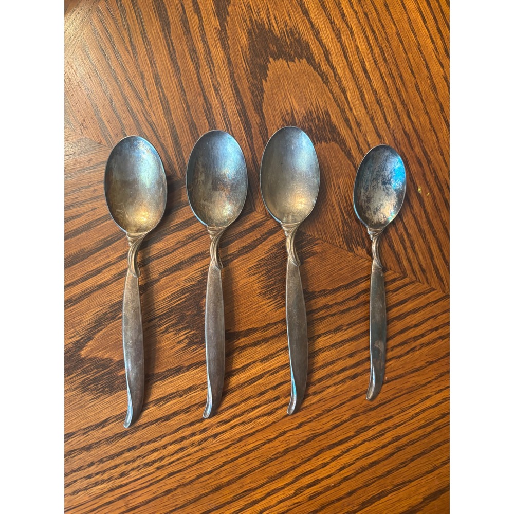 1847 Rogers Bros Flair Silverplate Spoons Set of 4 Mid Century Modern Flatware